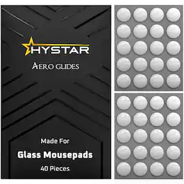 Hystar - Aero Glides | 40 Dot Mouse Skates for Glass Mousepad | High-Density PTFE | Rounded and Polished for Quiet Use - White
