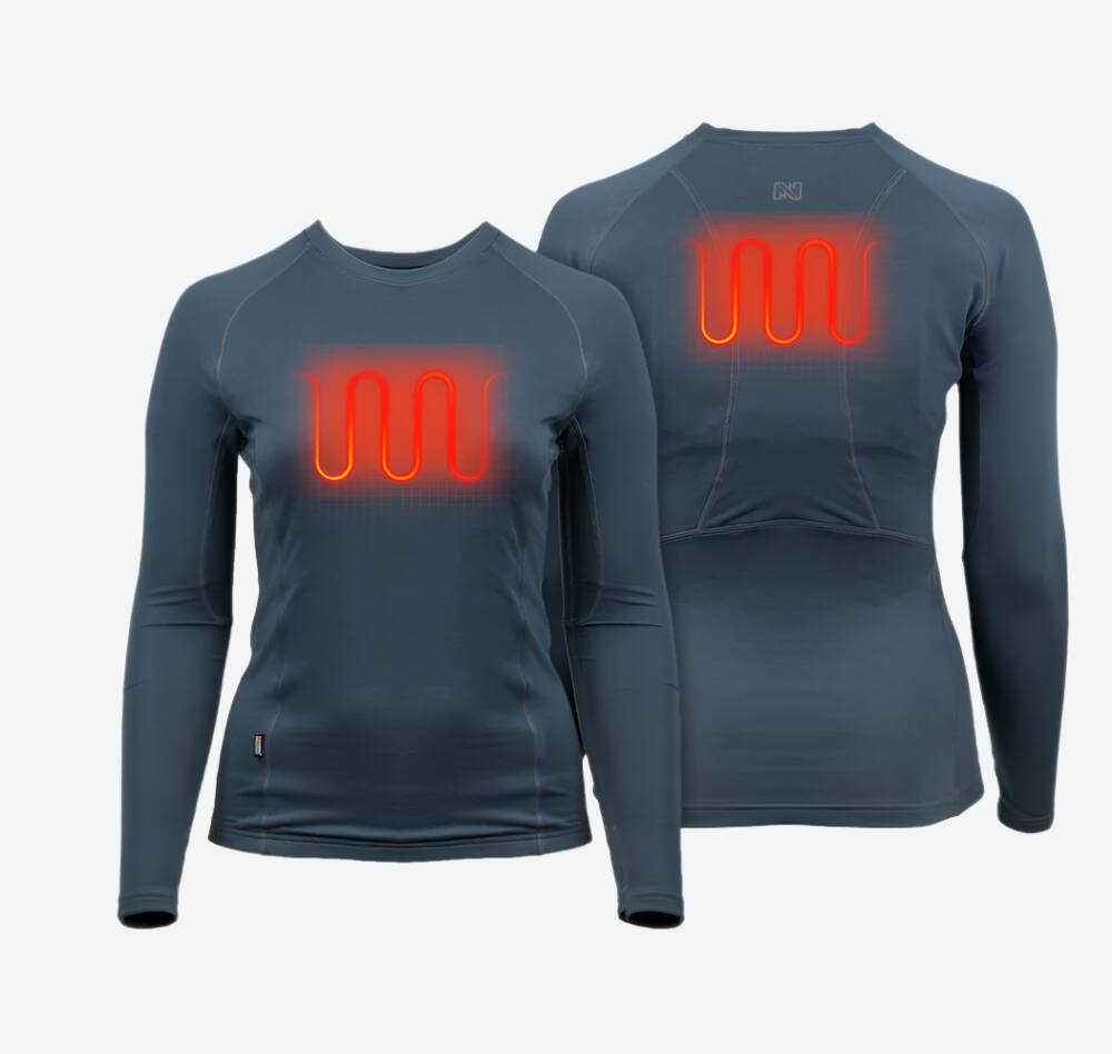 Alt View 1. Mobile Warming - App Controlled Women's BaseLite Heated Baselayer Shirt - Arctic Blue.