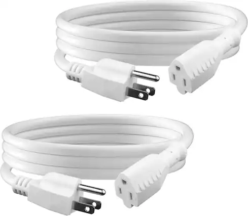 Front. BN-LINK - BN-LINK 6ft White Outdoor Extension Cord, 2-Pack, 16/3 SJTW, 3-Prong, Weather Resistant, ETL Listed - White.
