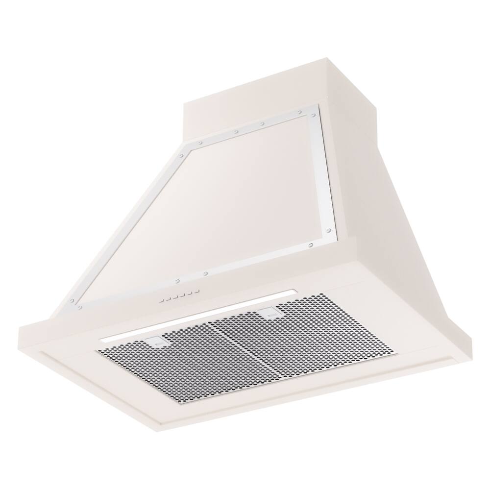 Alt View 2. ILVE - ILVE Nostalgie II Noblesse 30 inch Ducted Wall Mount Range Hood with 600 CFM (Antique White, Chrome Trim) - Antique White.