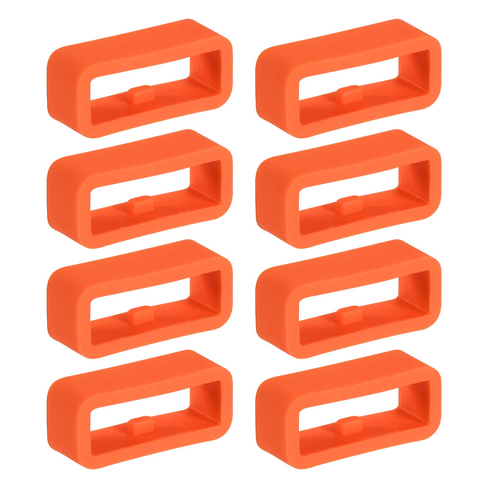 Unique Bargains - Watch Band Holder Loop, 8pcs Universal Silicone Watch Replacement Band Strap Keeper Parts for Smart Sport (16mm) - Orange