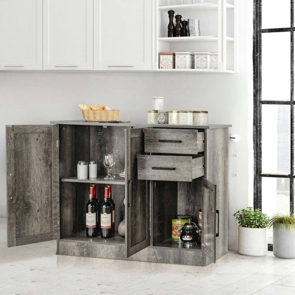 Left. Pefilos - Buffet Storage Cabinet, Kitchen Sideboard with 2 Drawers, Cabinet for Indoor, Gray - Gray.