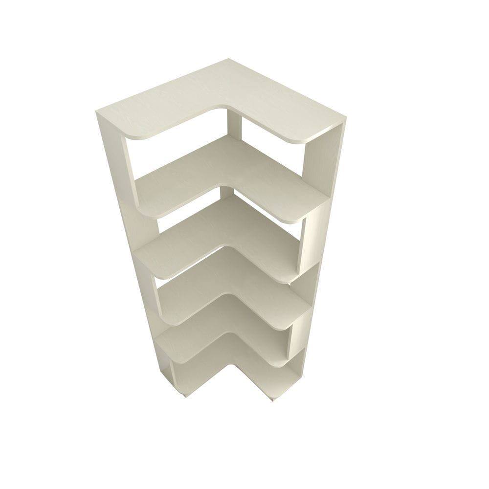 Alt View 1. Kadyn - 6-Tier L-Shaped Corner Bookshelf, Wood Bookcase with Anti-Tip Device - White.