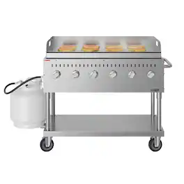 Koolmore - 48 in. Commercial Outdoor Propane Gas Grill with Griddle, ETL Listed in Stainless-Steel (CGKIT4-48G) - Stainless Steel