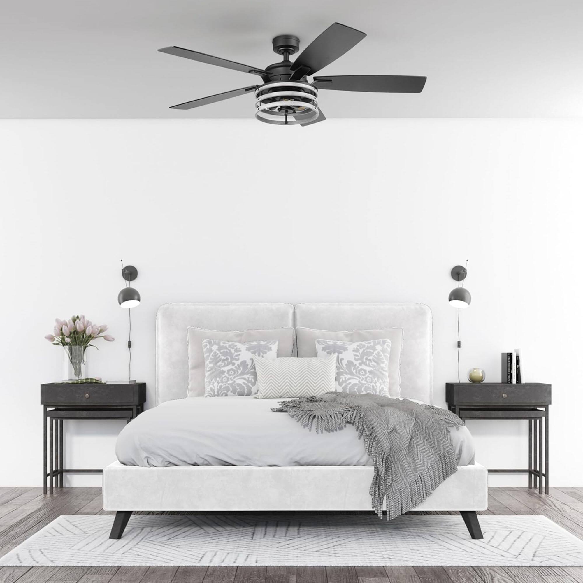Alt View 8. Honeywell - Honeywell Carnegie Ceiling Fan, Quiet Motor and Remote Control, 52", Matte Black - Matte Black.