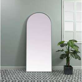 Elegant Decor - Metal Frame Arch Full Length Mirror 32x76 Inch - Silver