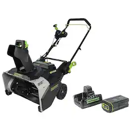 Greenworks - 82V 22" Snow Thrower, 5.0Ah Battery and Dual Port Charger - Green