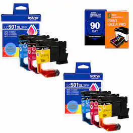 Brother - Genuine LC501XL3PK 3-Pack High Yield Color Ink Cartridges Cyan/Magenta/Yellow TWO PACK + Printer eBook Bundle