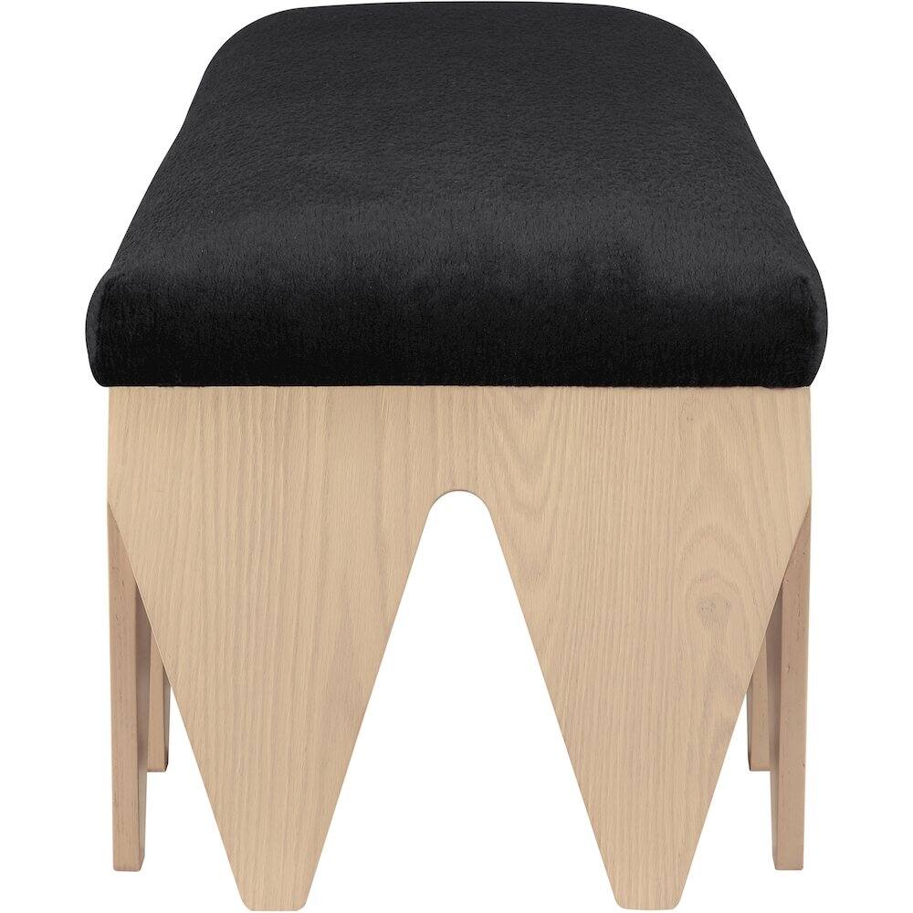 Alt View 3. Meridian Furniture - Altair Black Velour Fur Fabric Bench - Black.