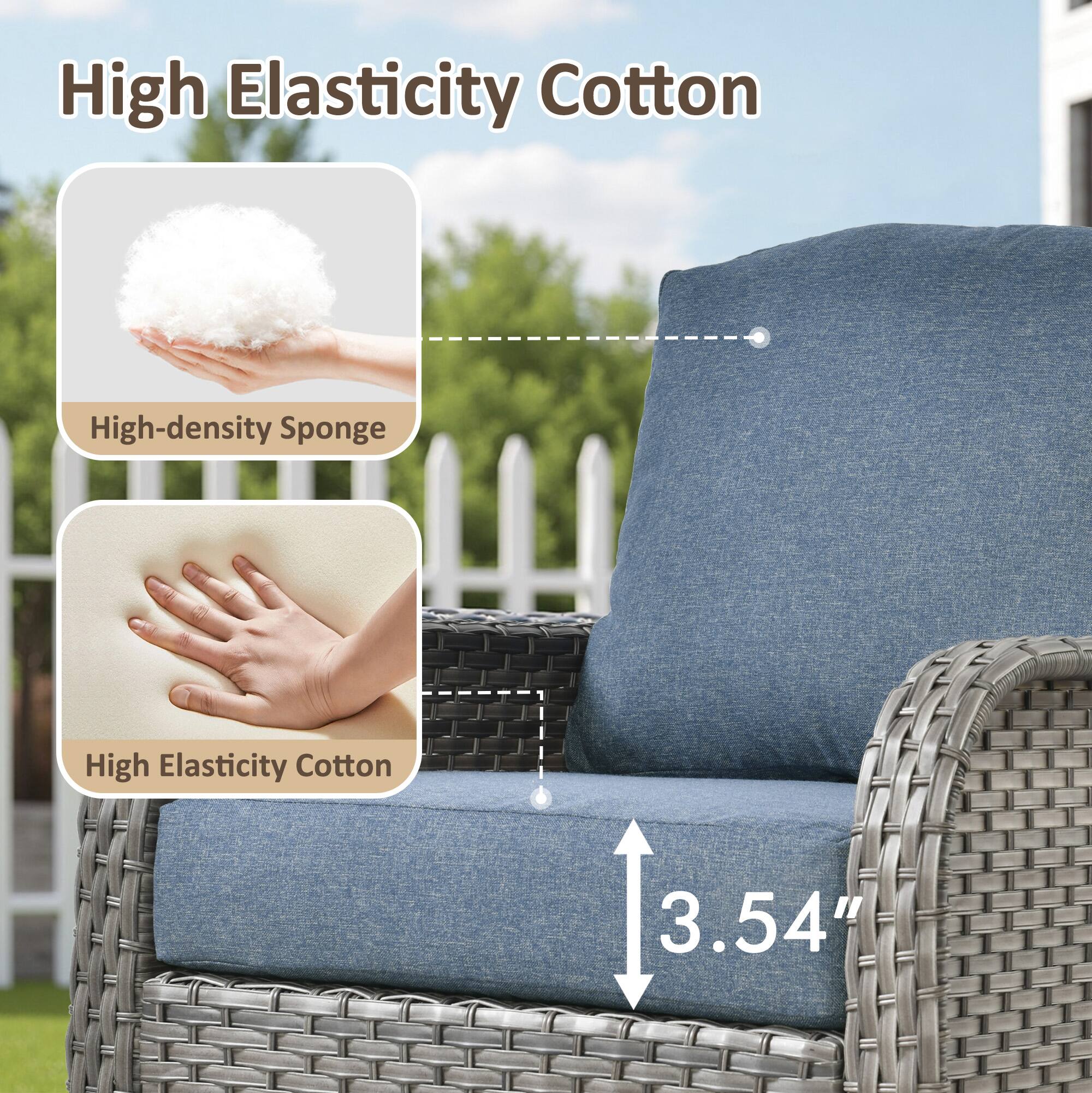 High Elasticity Cotton

- High-density Sponge
- High Elasticity Cotton

3.54"