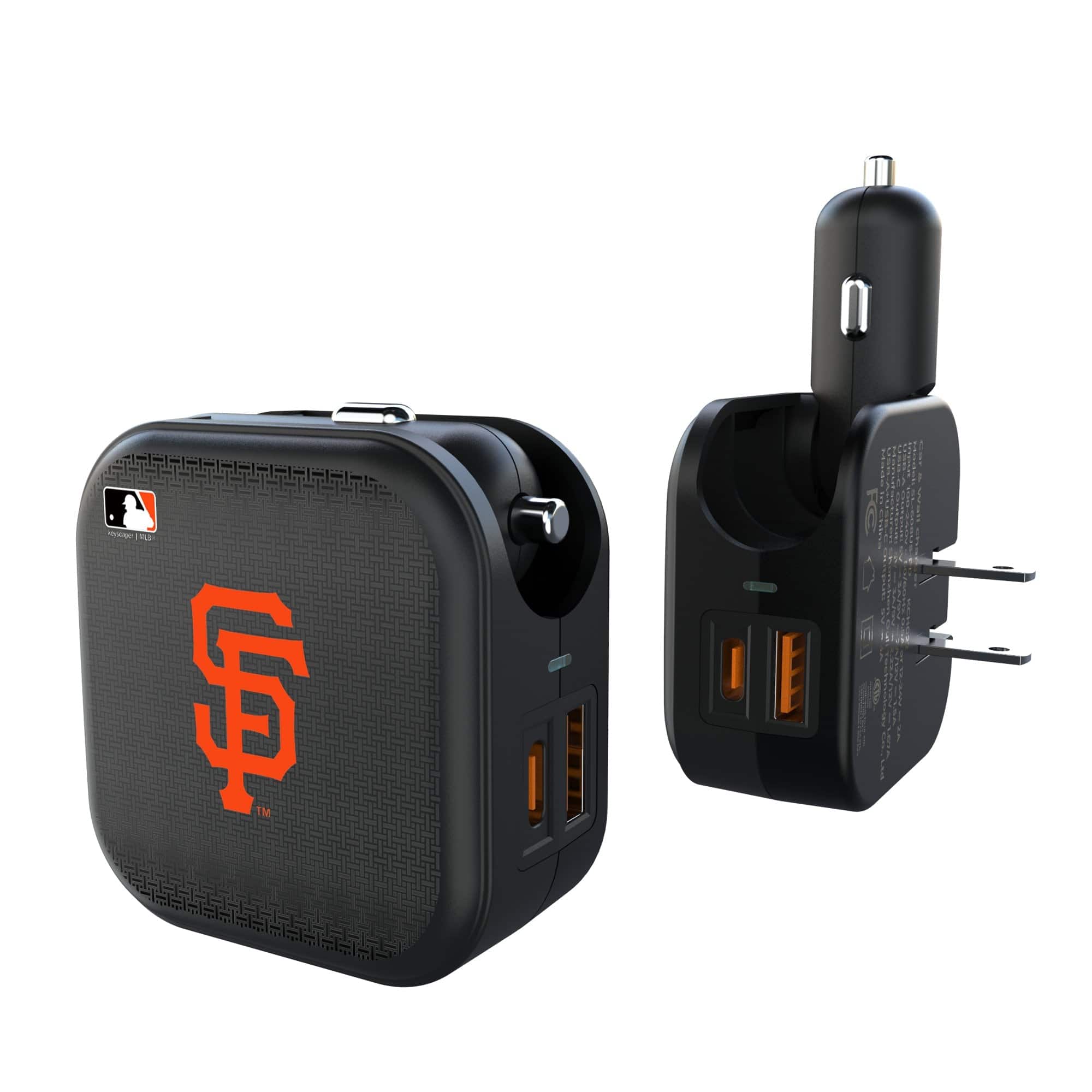 Keyscaper - San Francisco Giants 2-in-1 USB A/C Charger - Black