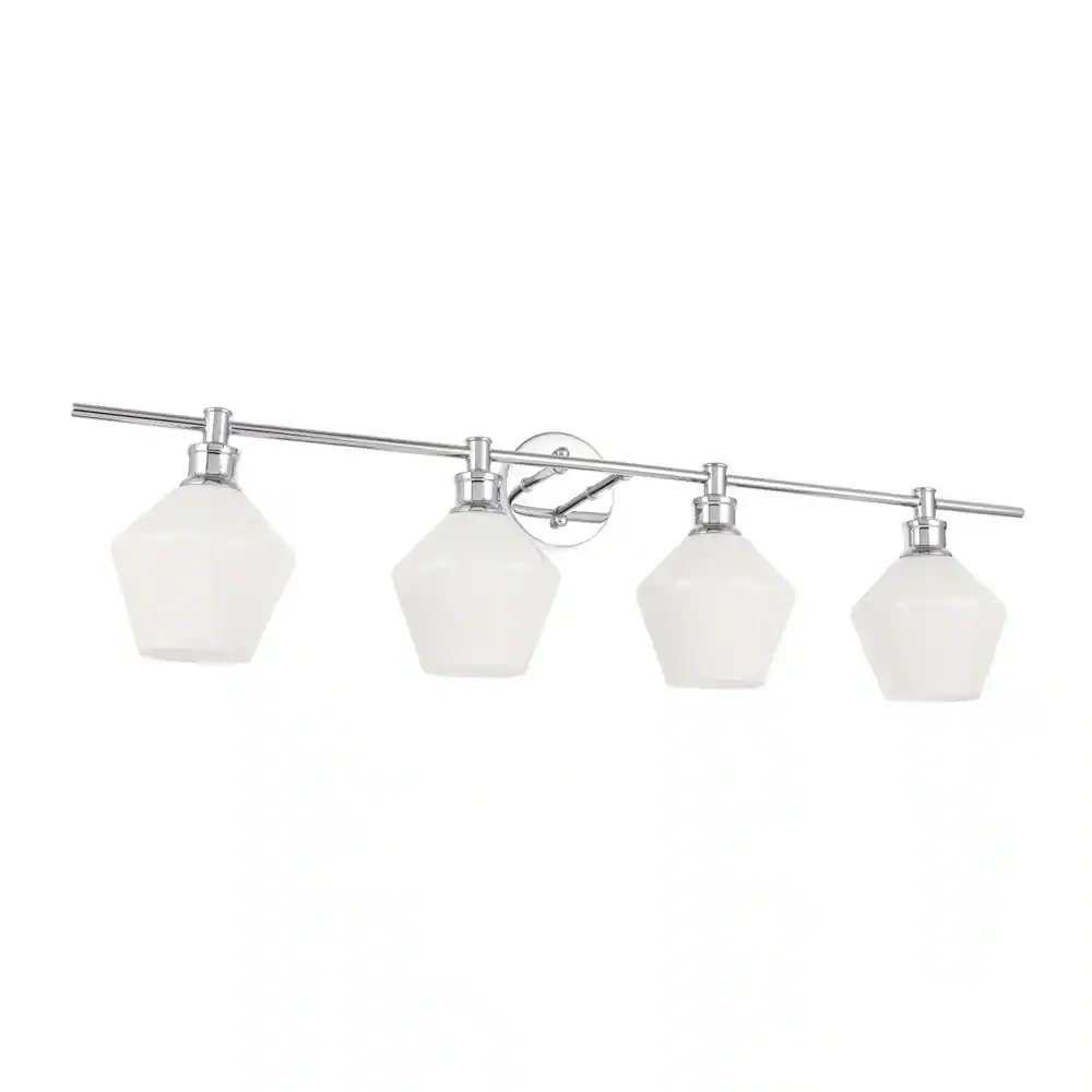 Angle. Living District - Gene 4 light Chrome and Frosted white glass Wall sconce - Chrome And Frosted White Glass.