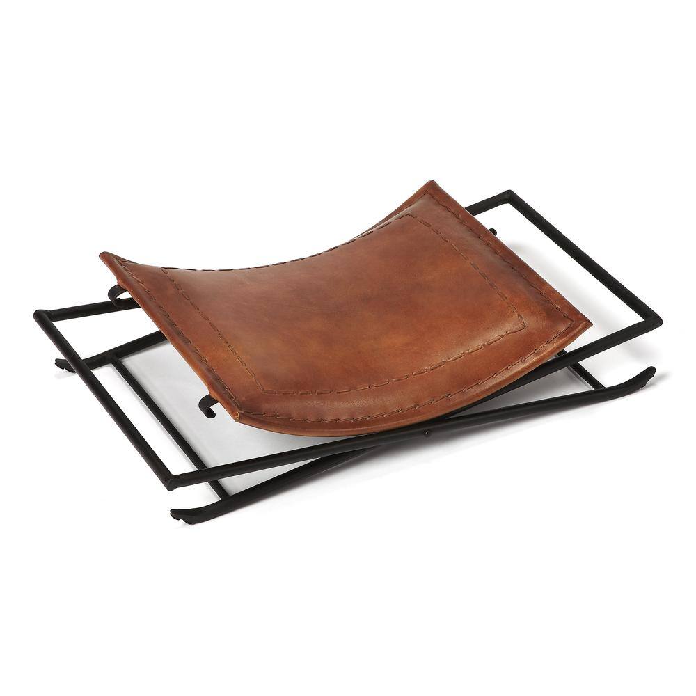 Alt View 2. Butler Specialty - Melton Leather 21.5"W Stool - Medium Brown.