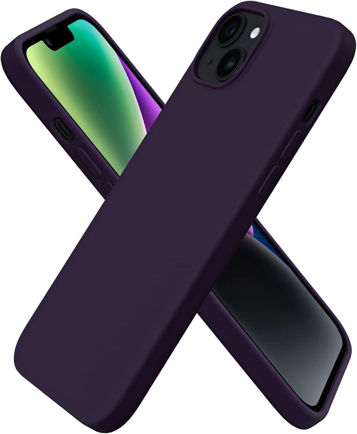Ornarto - Designed for iPhone 14 Plus Case 6.7,Slim Liquid Silicone 3 Layers Full Covered Protective Case - Elderberry
