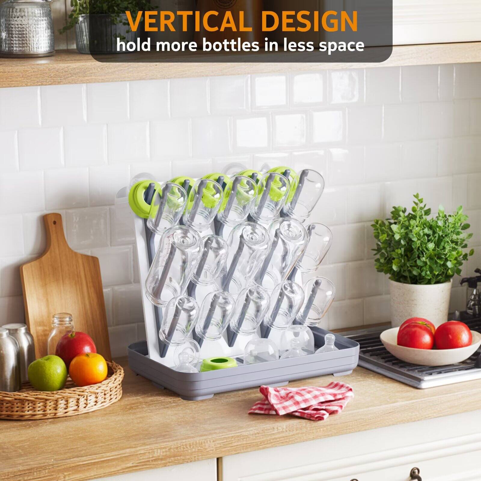 VERTICAL DESIGN  
hold more bottles in less space