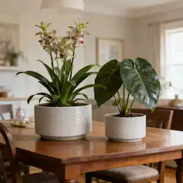 Loheer - Handmade Ceramic Planters Set of 2, White Ridged Ceramic Planter Set, 11 in and 8 in Indoor Outdoor Shelf Pots