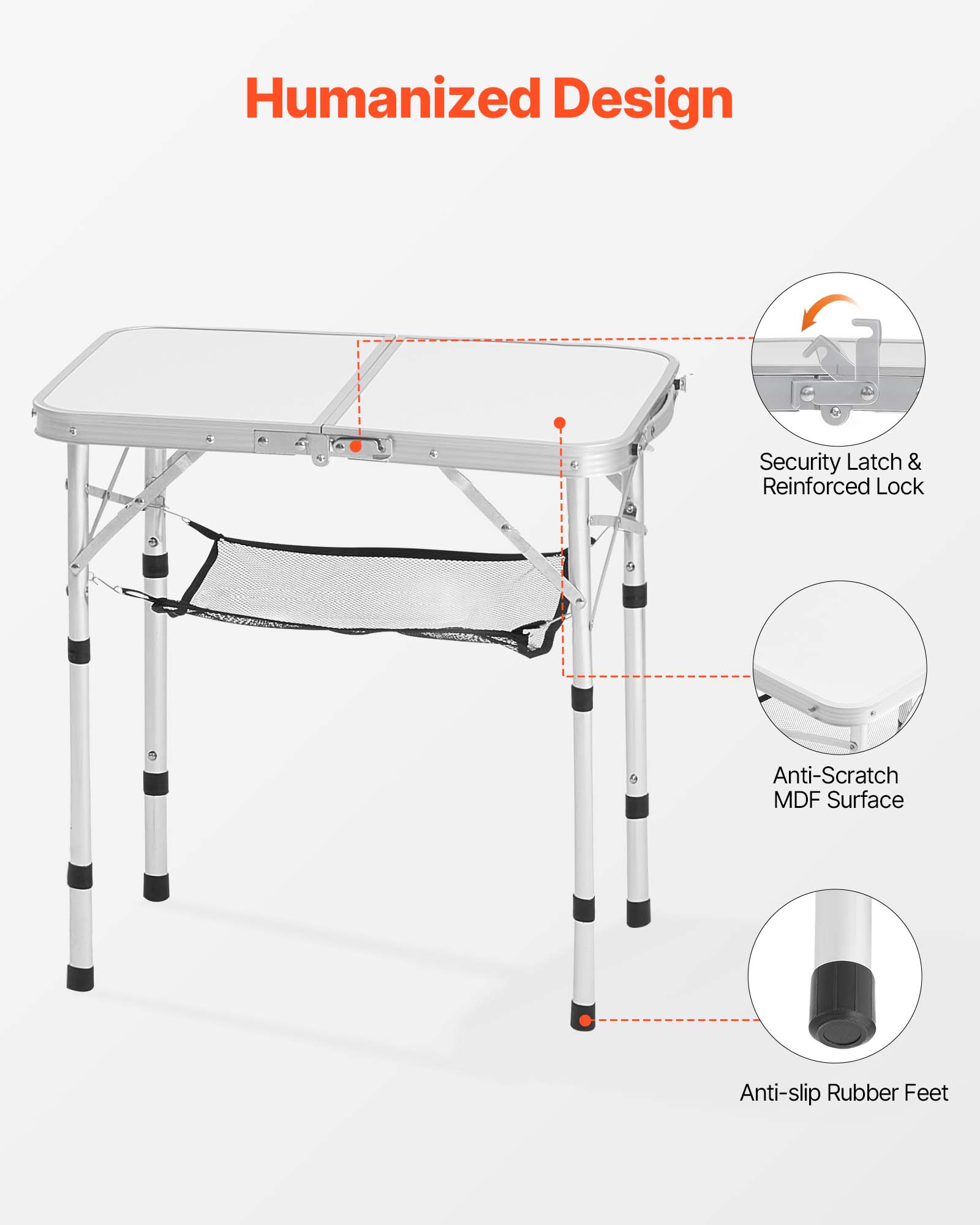 Humanized Design

- Security Latch & Reinforced Lock
- Anti-Scratch MDF Surface
- Anti-slip Rubber Feet