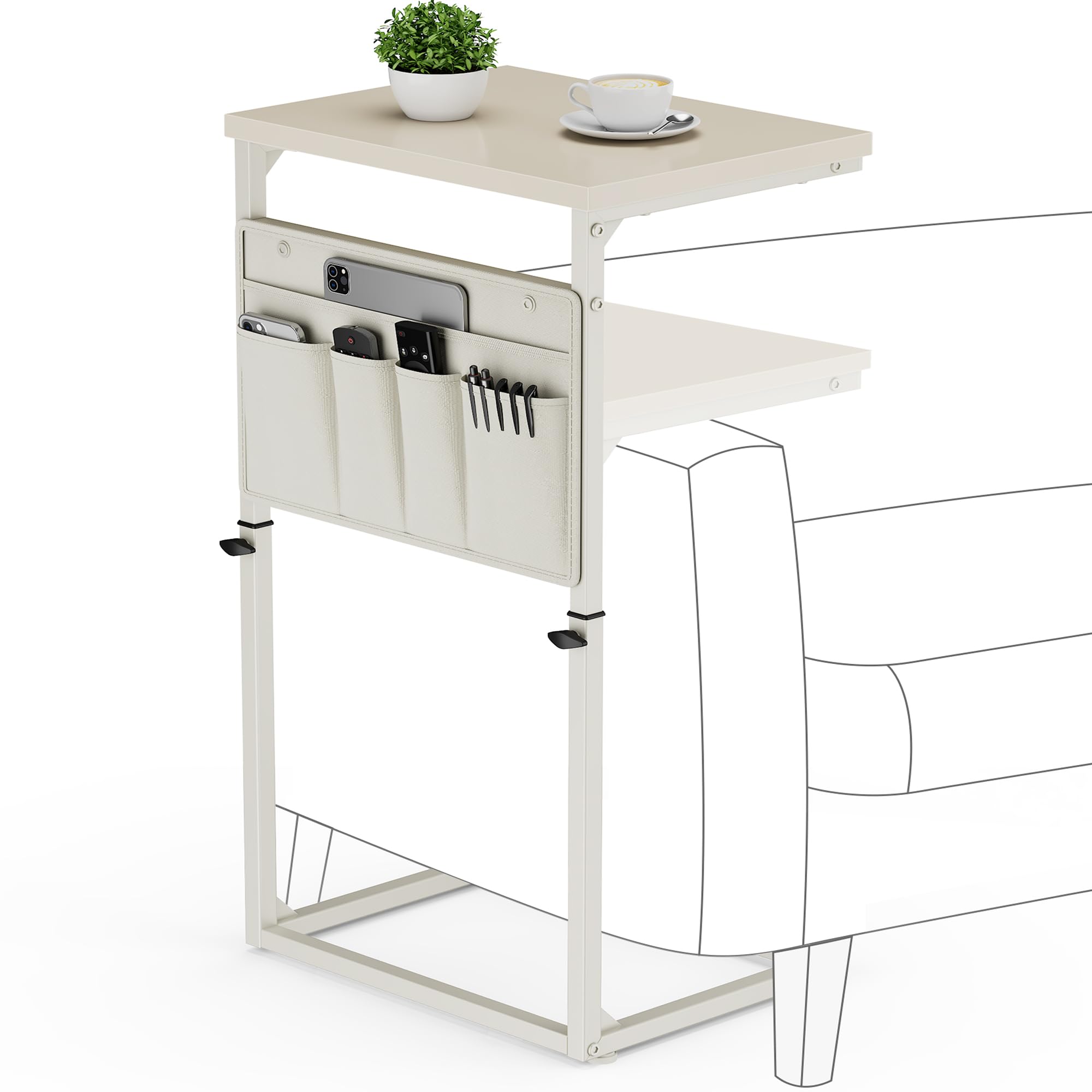 Cream White 16.35"D x 11.62"W x 17.7-32.5"H