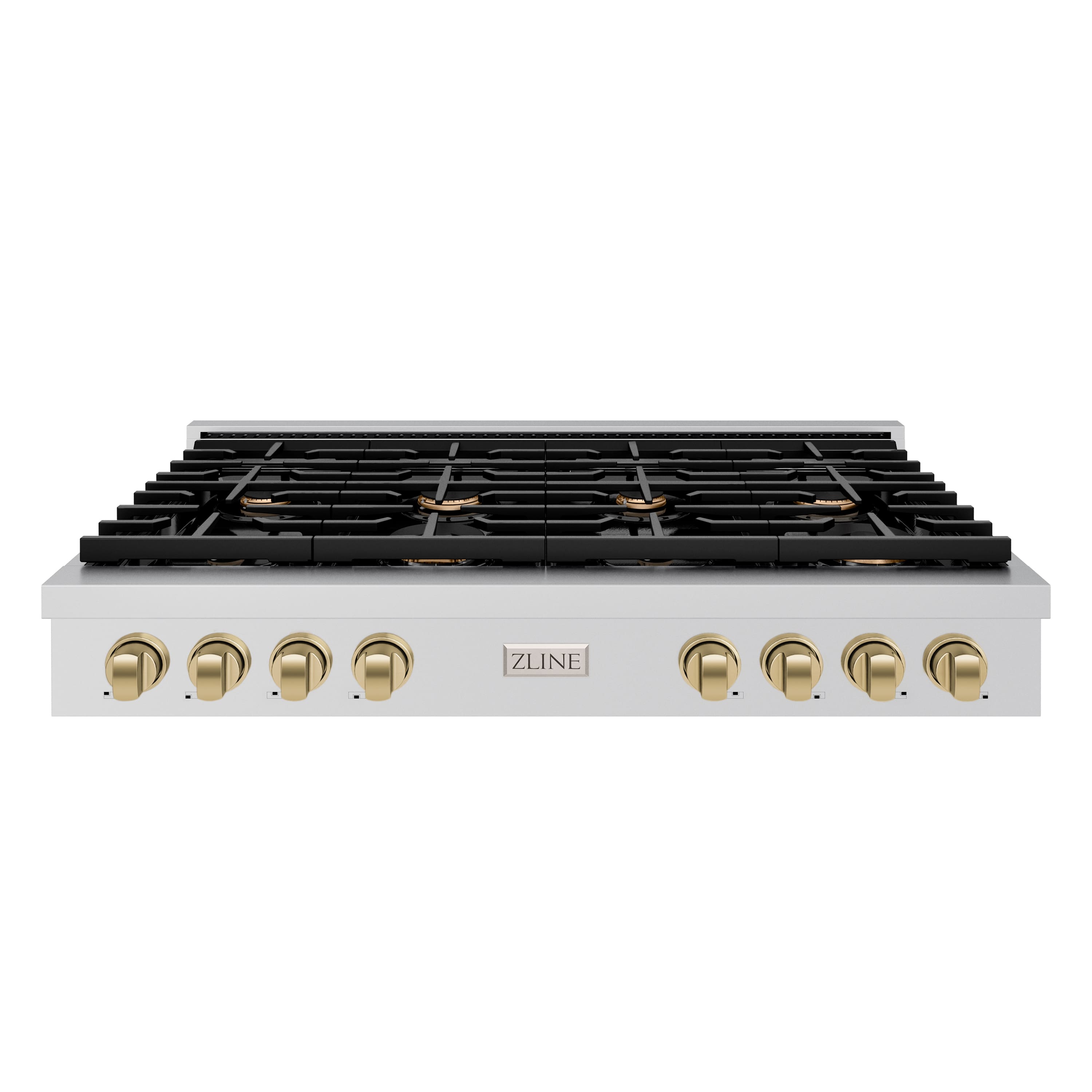 ZLINE - 48 in. Autograph Paramount Gas Rangetop w/ 8 Burners & Champagne Bronze Accents (SRTZ-48-CB) - Stainless Steel - Front_Zoom