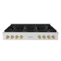 ZLINE 48 in. Autograph Paramount Gas Rangetop w/ 8 Burners & Champagne Bronze Accents (SRTZ-48-CB) - Stainless Steel - Front_Zoom