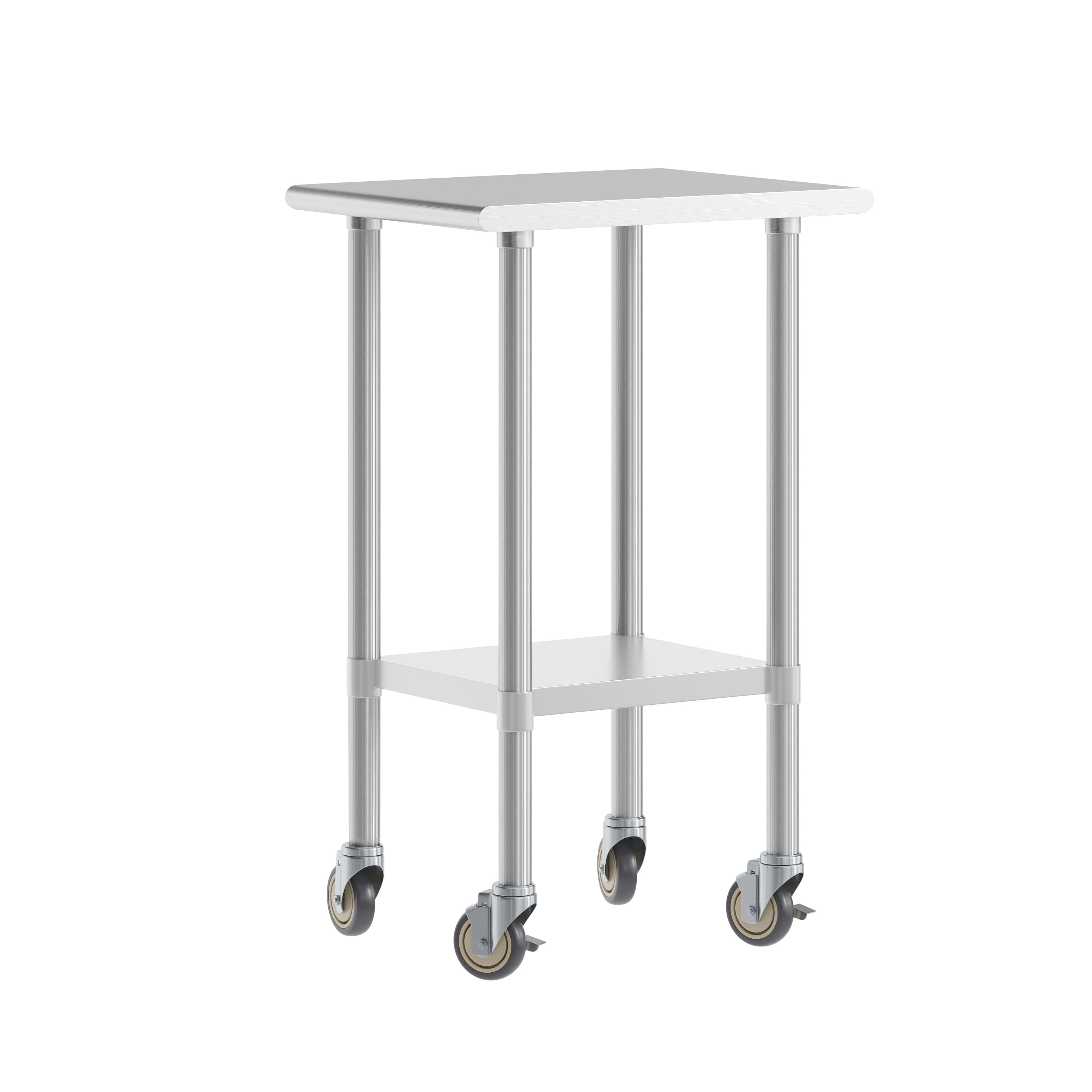 Flash Furniture - Reese 24x18 Portable Prep and Work Table with NSF Certified 18 Gauge Stainless Steel Top Shelf, Galvanized Steel Undersh - Gray
