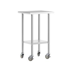Flash Furniture - Reese 24x18 Portable Prep and Work Table with NSF Certified 18 Gauge Stainless Steel Top Shelf, Galvanized Steel Undersh - Gray