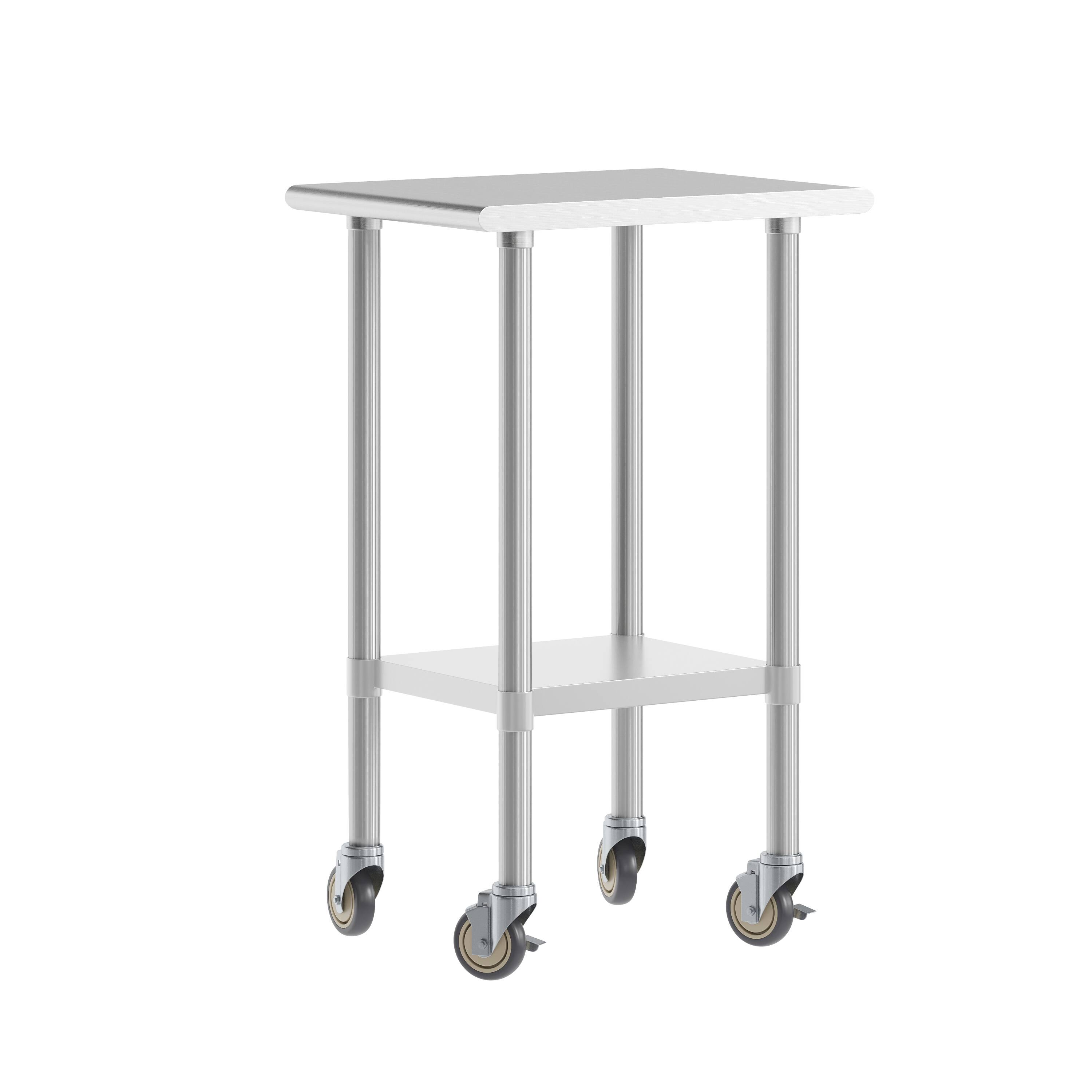 Front. Flash Furniture - Reese 24x18 Portable Prep and Work Table with NSF Certified 18 Gauge Stainless Steel Top Shelf, Galvanized Steel Undersh - Gray.
