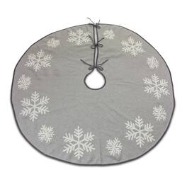 BreeBe - Grey Woven Snowflake Tree Skirt 48"D - Gray