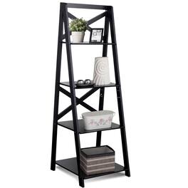 Ecooso - 4-Tier Leaning Ladder Bookcase with Open Display Shelves for Living Room or Office - Black