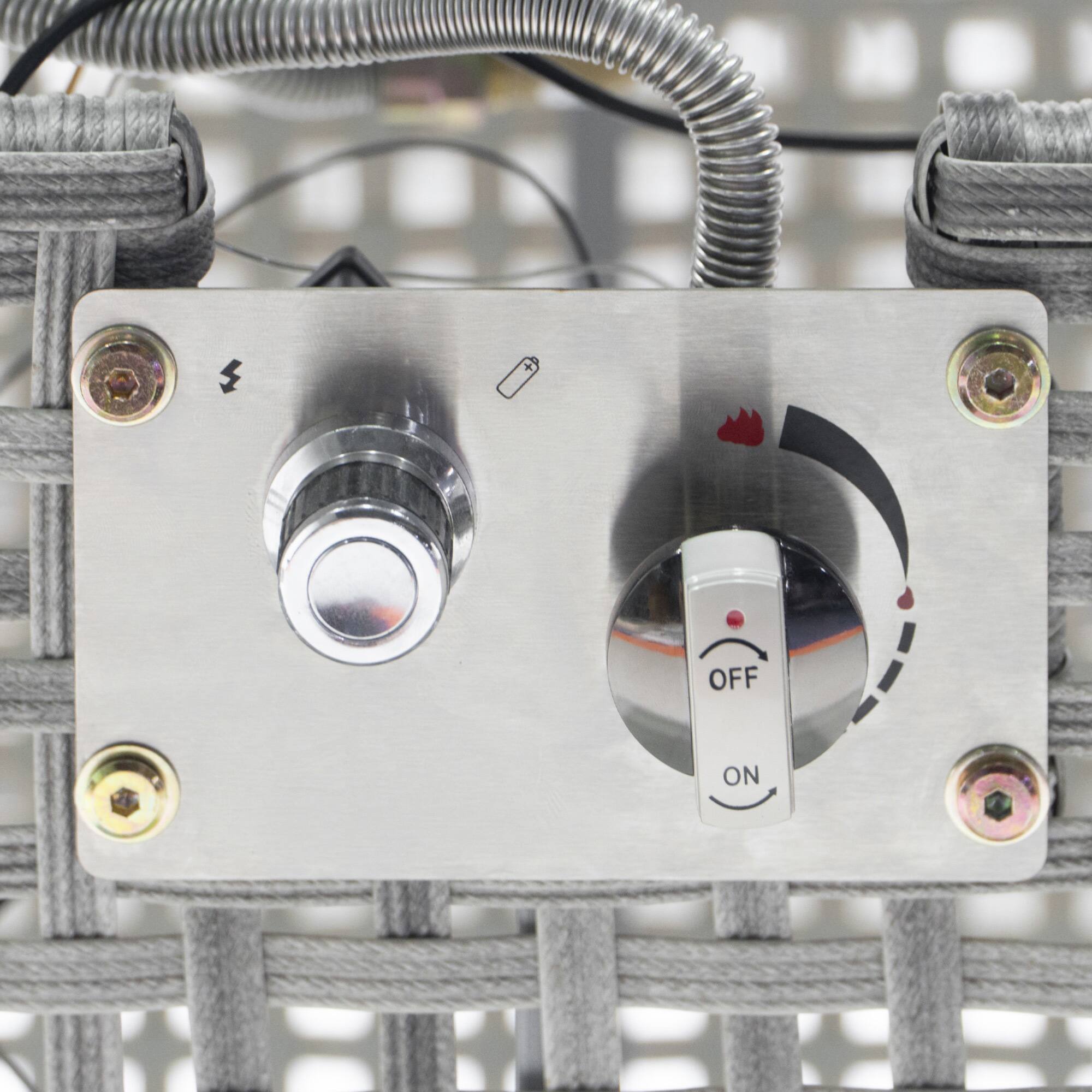 Alt View 6. Spaco - 43" Propane Fire Pit Table, 60,000 BTU Rectangular Wicker Fire Pit with Glass Wind Guard - Grey.