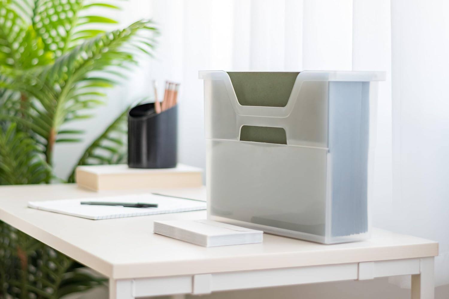 Alt View 2. IRIS USA - IRIS Small Portable Desktop File Box with Open Top, Letter Size, Clear.