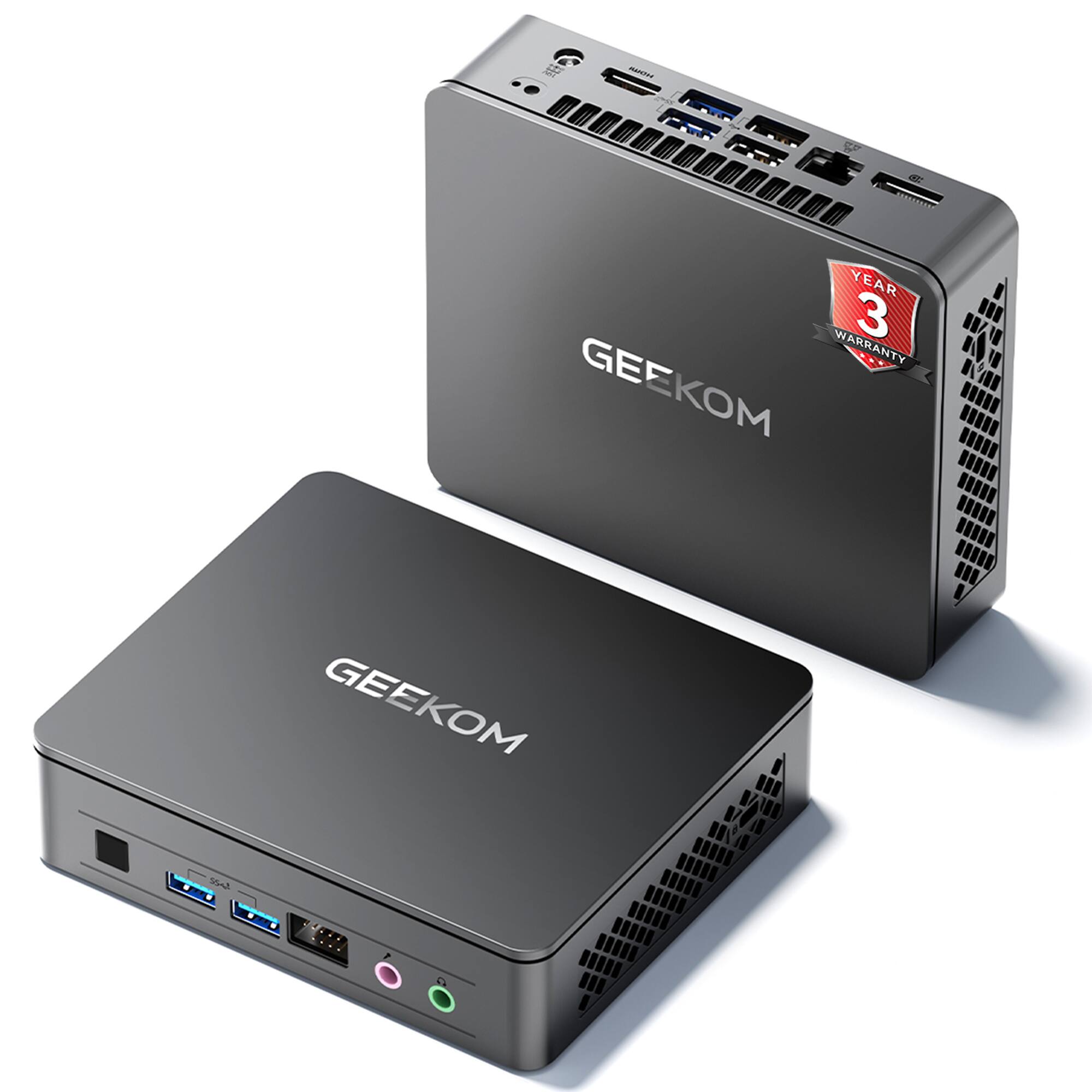 Geekom - Air12 Lite Mini PC, Intel 12th Gen Alder Lake N100 Mini Desktop, 16GB DDR4 RAM& 512GB SSD, Windows 11 Pro Pre-installed - All Black