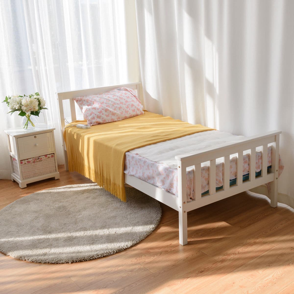 Alt View 5. Costway - Heated Mattress Pad Low-Voltage 5 Temperature Modes 8H Timer UL Twin Size - White.