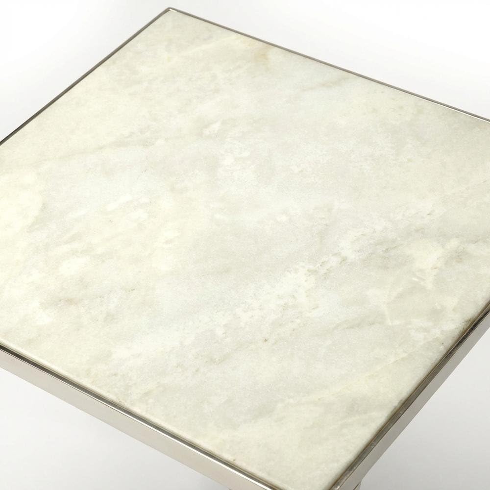 Alt View 2. Starlight Canyon Home - Square End Table with Marble Top, Modern Accent Side Table for Living Room - Silver.