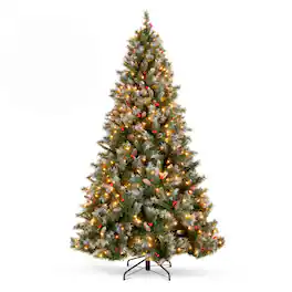 Best Choice Products - 6ft Pre-Lit Pre-Decorated Holiday Christmas Tree w/ 818 Flocked Tips, 250 Lights, Base - Green