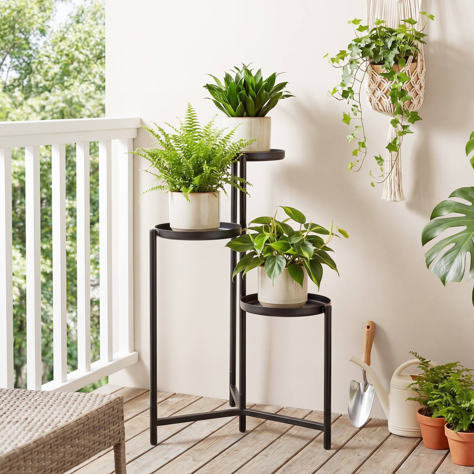 Alt View 5. Gymax - Gymax Metal Plant Stand Indoor Outdoor Tall Corner Flower Pot Holder Display Rack - Black.