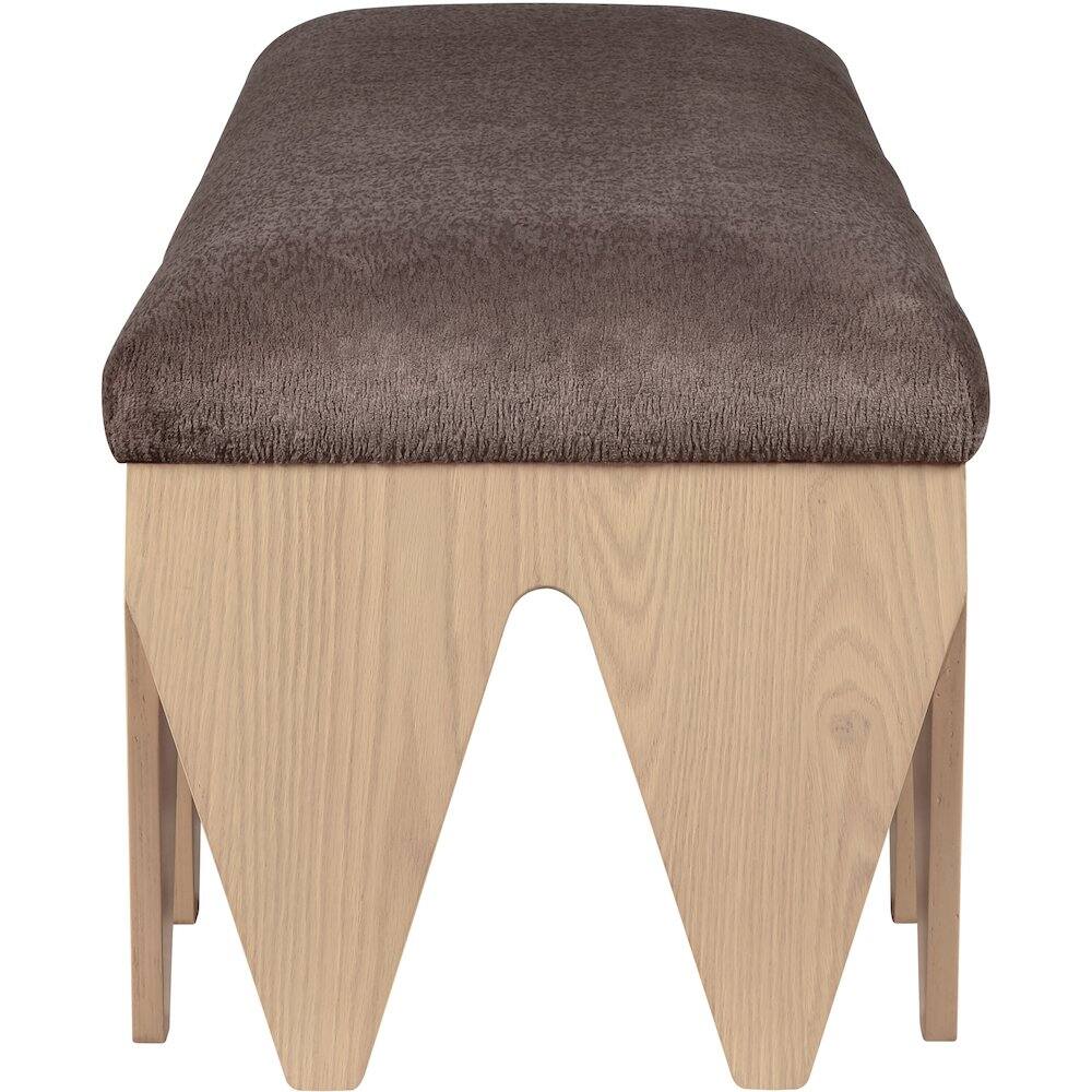 Alt View 3. Meridian Furniture - Altair Brown Velour Fur Fabric Bench - Brown.