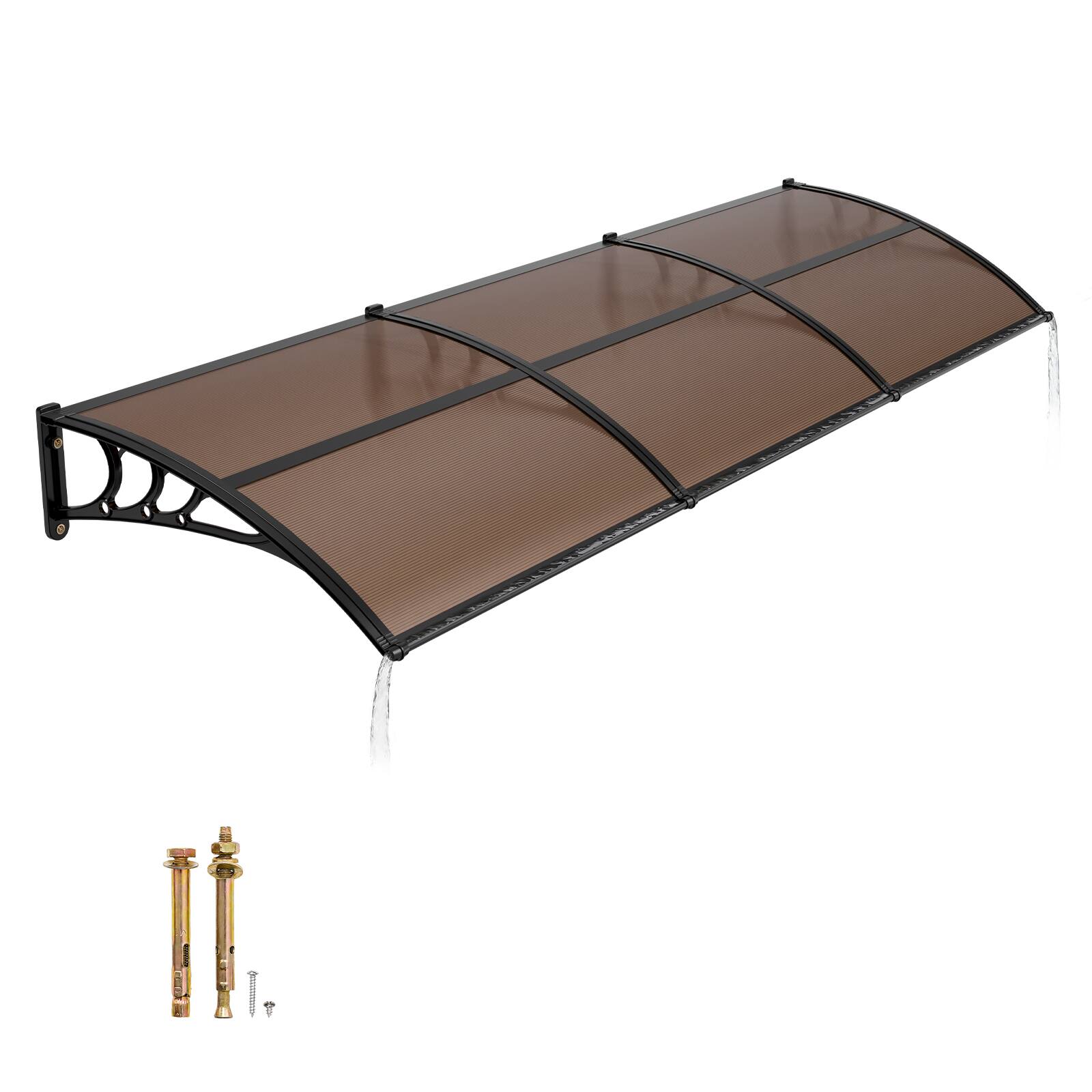 VEVOR - Awnings for Door Entrance, 38 x 117 in, Exterior Front Door Window Awnings with Drainage & ABS Bracket - Smoke Gray