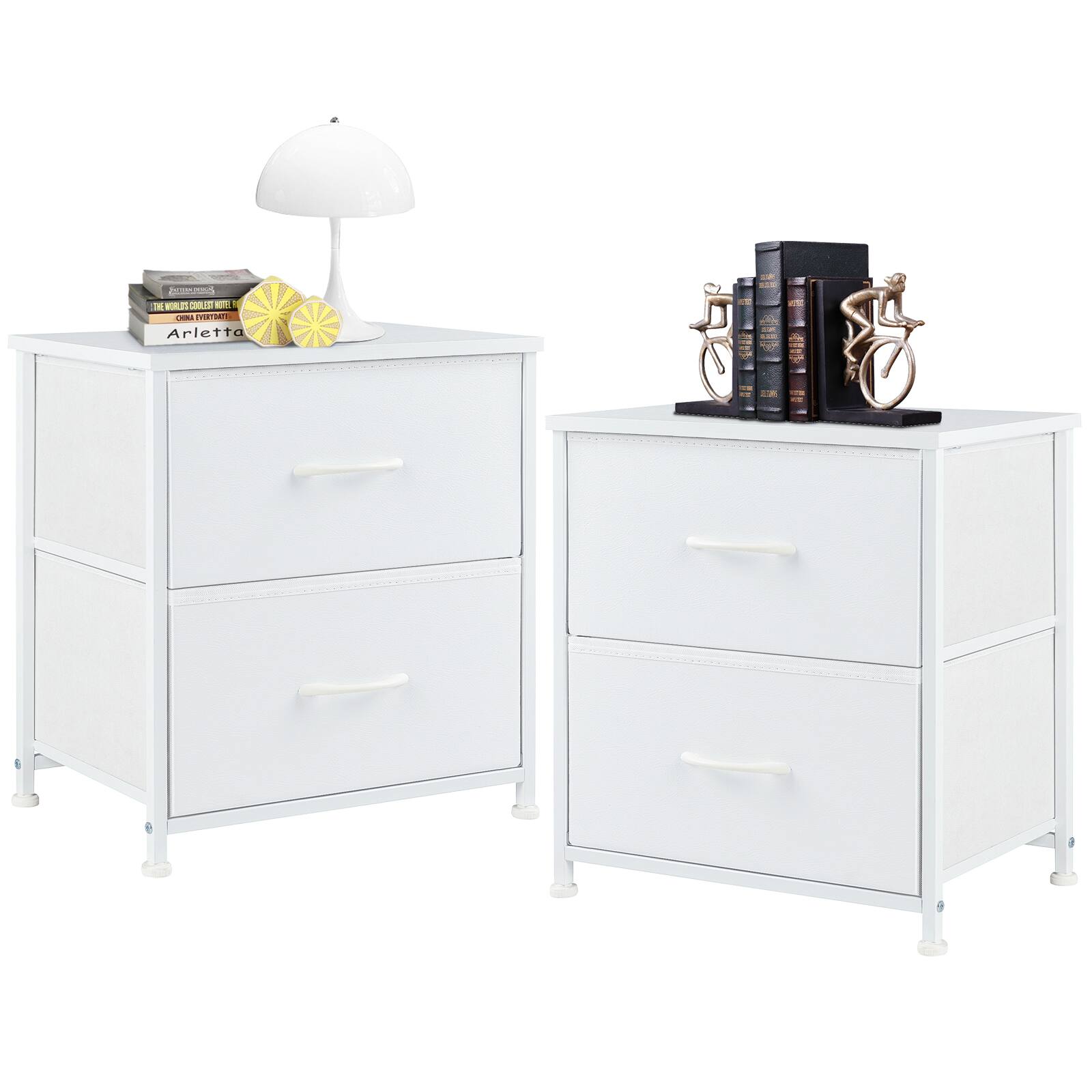 Sweetcrispy Set of 2 Compact Dresser with 2 Drawers and Metal Frame ...