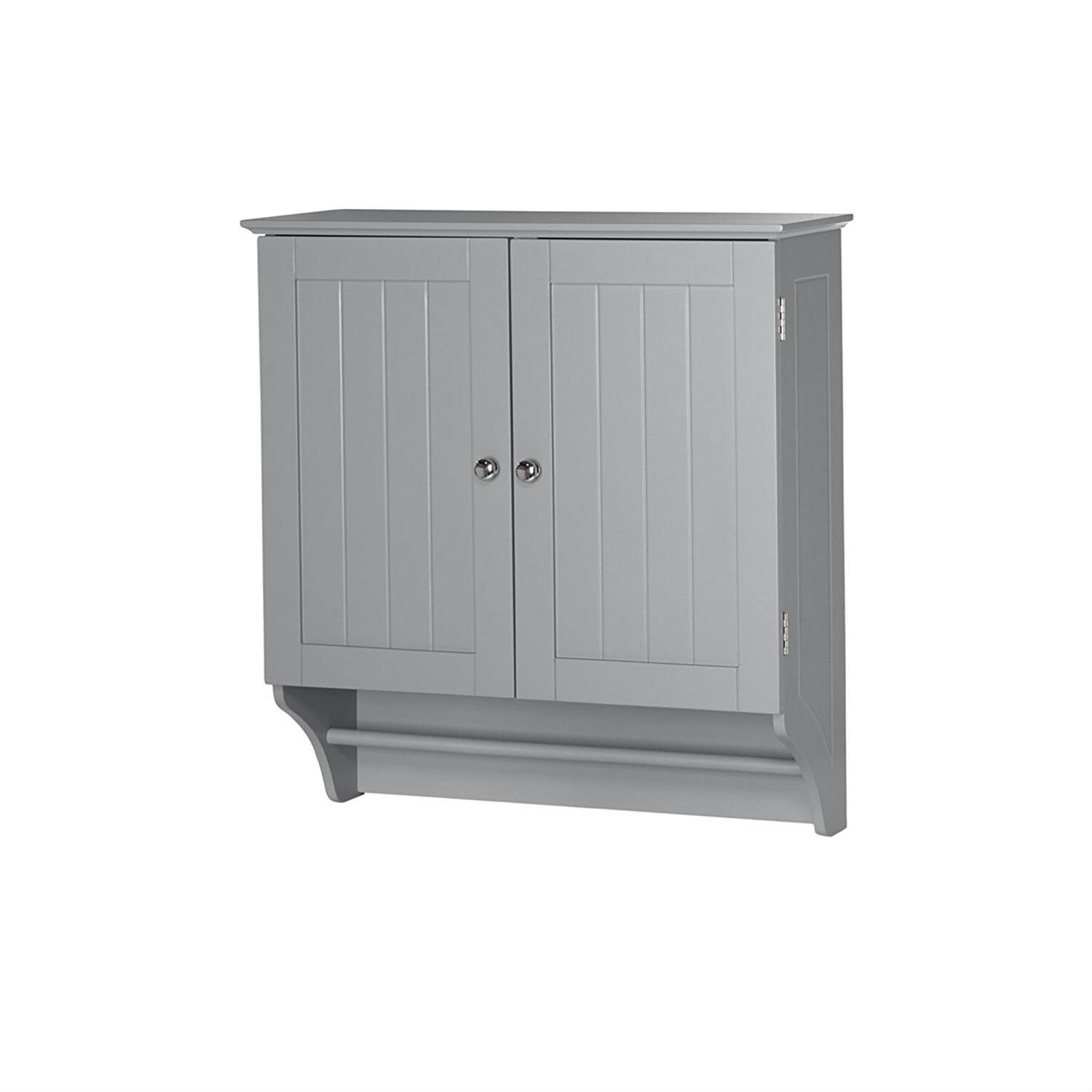Angle. Hivvago - Gray 2-Door Bathroom Wall Cabinet with Towel Bar - Gray.
