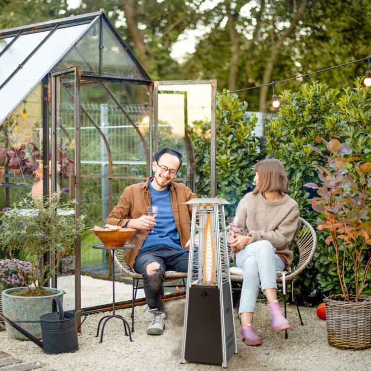 Angle. Mondawe - 10000 BTU Portable Steel Tabletop Patio Heater with Glass Tube - Black.