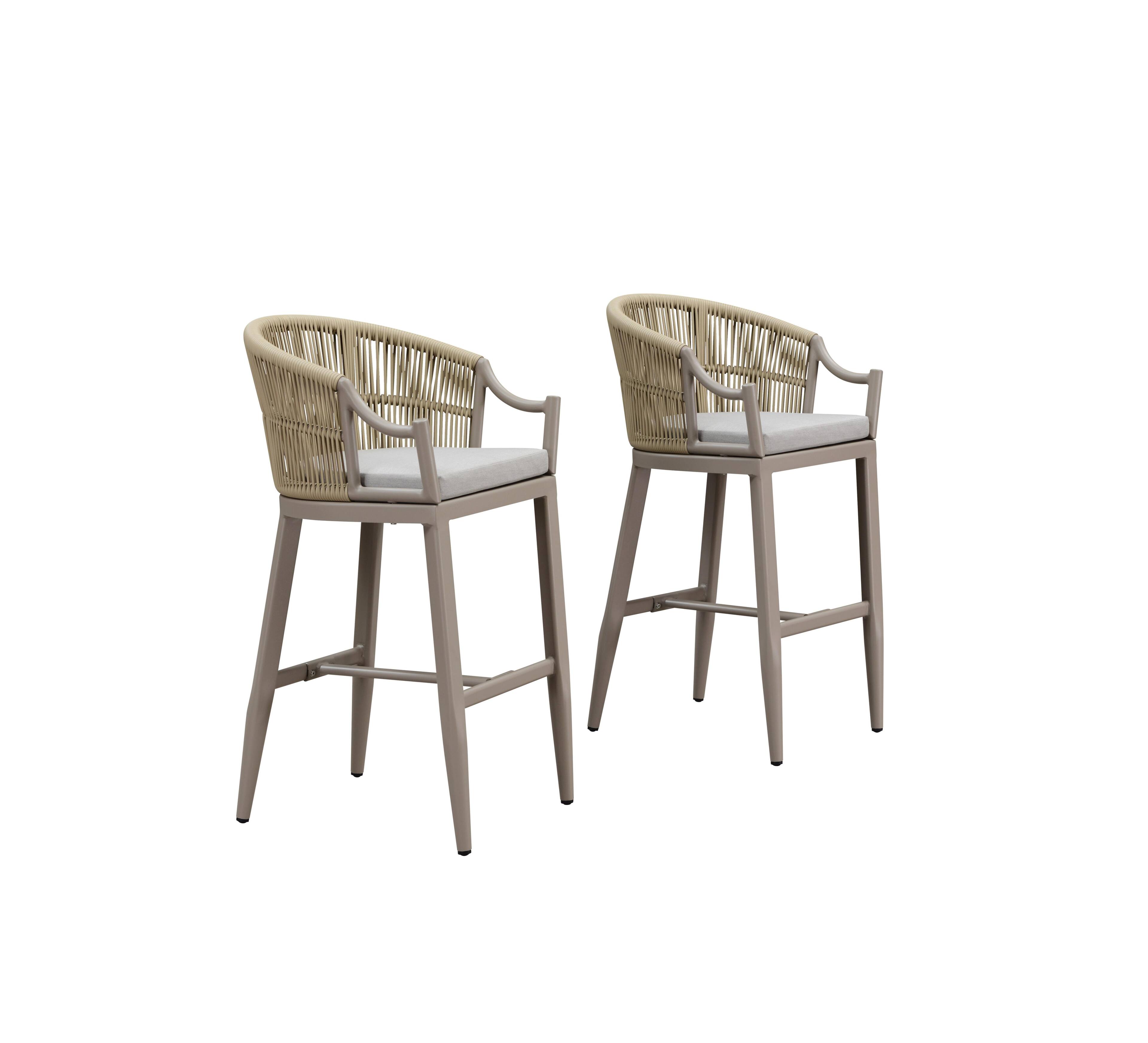 Alt View 10. PURPLE LEAF - Patio Bar Height Set of 2 Outdoor Rattan Chairs with Back Modern Aluminum Woven Barstools for Garden Indoor Kitchen - Champagne-Bar Stool.