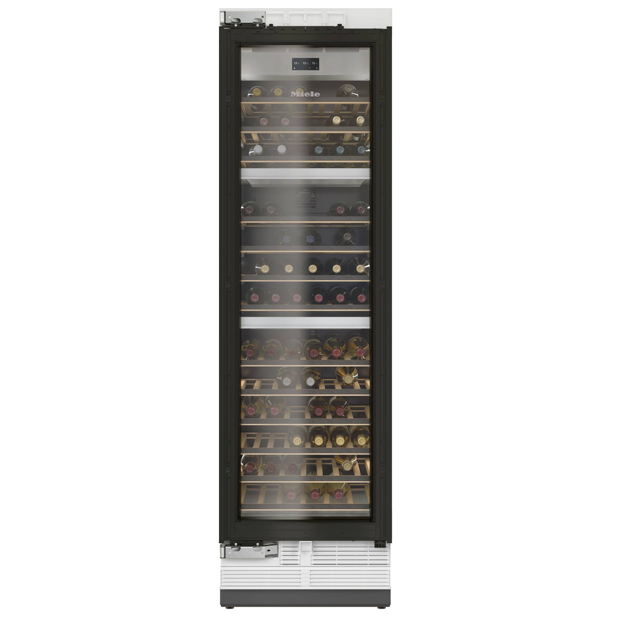 Front. Miele - KWT 2612 Vi 24" Built-In MasterCool Wine Storage with 3 Temperature Zones and FlexiFrame Racks - Custom Panel Ready.