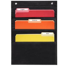 Dapper Styles - 5 Pocket File Chart 14" Wide X 24" Tall Versatile Wall Hanging Folder Organizer For Classroom Office Home - 3 Pocket
