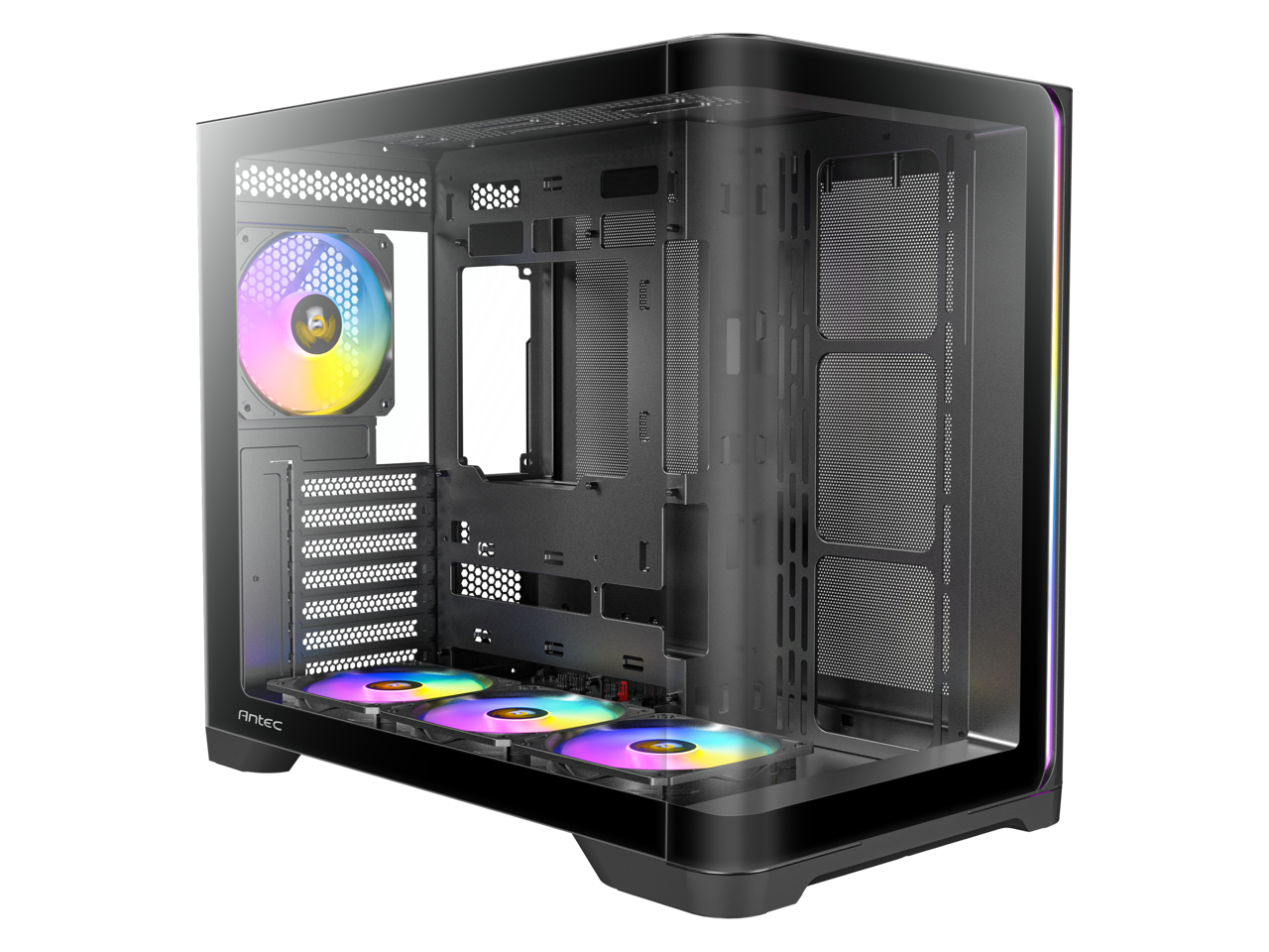 Alt View 1. Antec - C5 Curve ARGB, 4 x 120mm ARGB PWM Fans Included, Curved Tempered Glass Front & Side Panels, Mid-Tower ATX PC Case - Black.