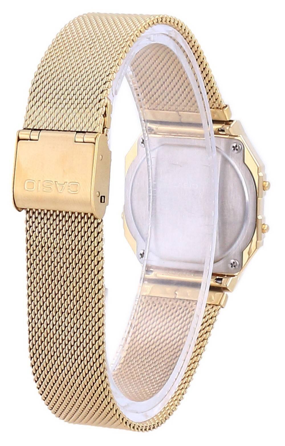 Back. Casio - Vintage Digital A700WMG-9A Unisex Watch Alarm Chronograph Gold Tone Stainless Steel - Gold.
