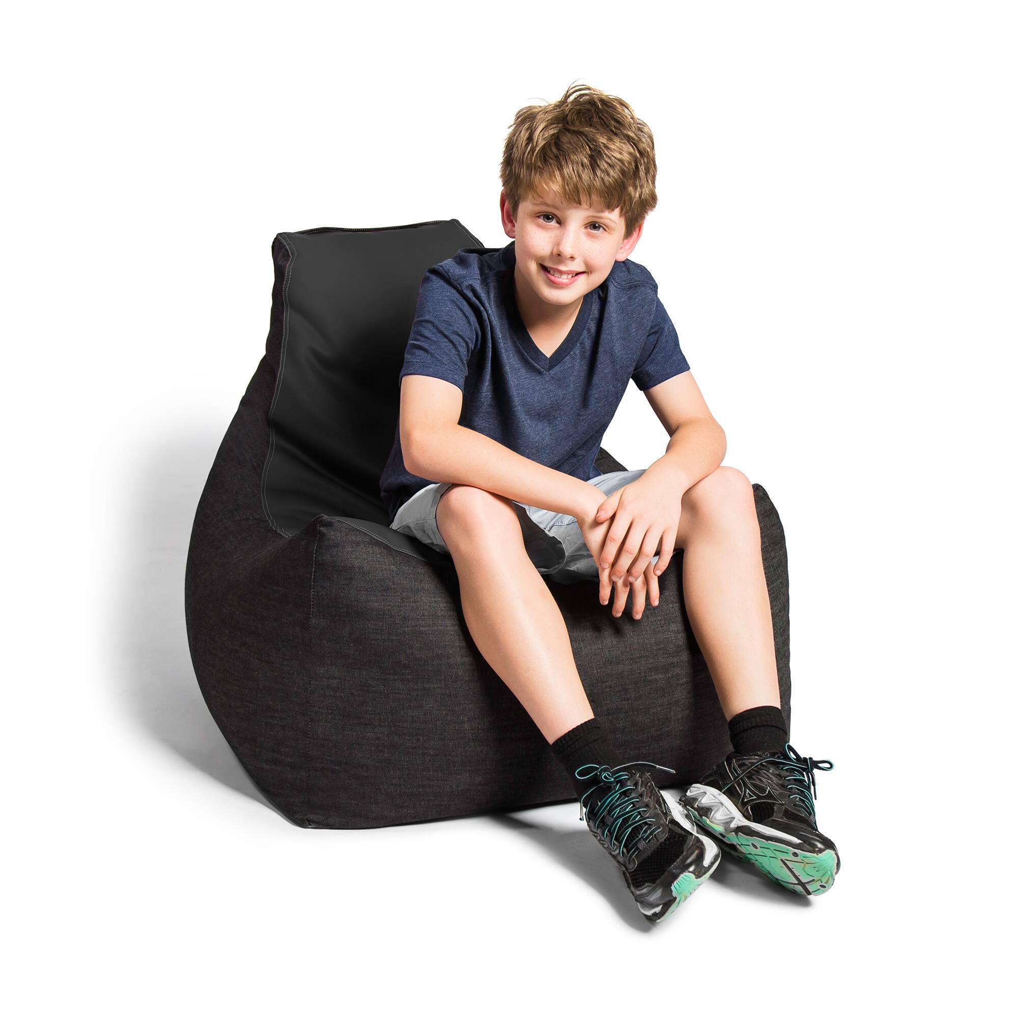Left. Jaxx - Jaxx Pixel Gamer Chair - Game Room / Home Theater Bean Bag Chair, Black - Black.