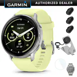 Garmin - Venu 4 45 mm GPS Watch Silver with Citron Bundle + Dock Dust Covers Screen Guards - Silver|Citron - (2025)