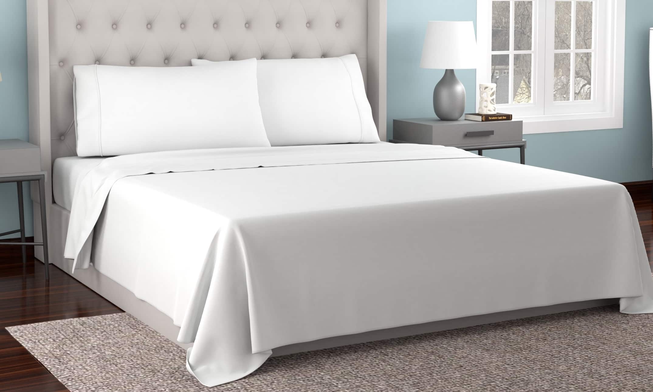 Kathy Ireland - 300 Thread Count Organic Cotton Percale Sheet Set - White