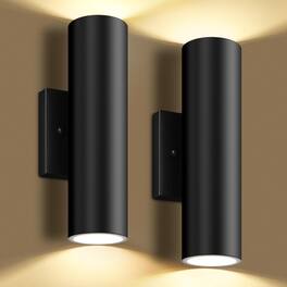 Nordic Hygge - Outdoor Wall Lights, 12W 3000K Integrated LED Cylinder Up Down Lights, 1200LM Super Bright Waterproof - Black